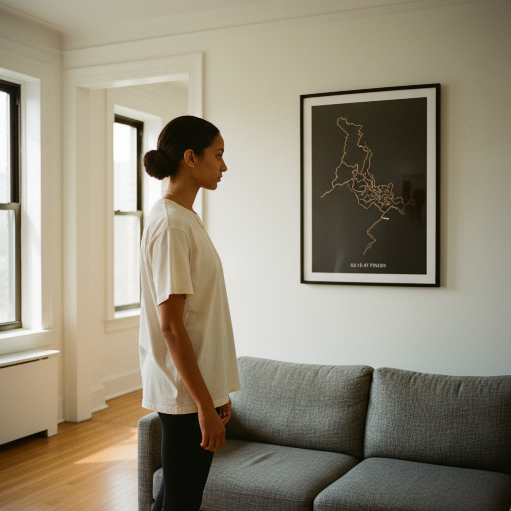 Vorn & Vel course map print framed on wall